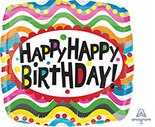 Party Balloon 18SQI Hx Birthday Squiggles S40