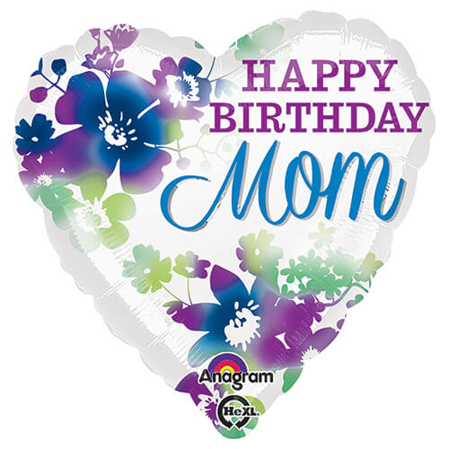 Party Balloon 18" Happy Birthday Mom Water Color Foil Balloon S60