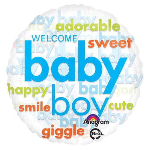 Party Balloon 18" Baby Boy Word Cloud Bubble Balloon S50 