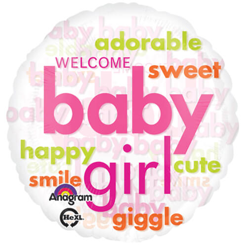 Party Balloon 18" Baby Girl Word Cloud Foil Balloon S50