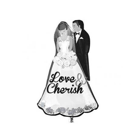 Balloons party Celebrate 34" Love &amp; Cherish Couple Foil Balloon P35