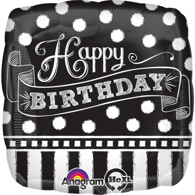 Party Balloon  Happy Birthday Black and White 18" Foil Balloon 