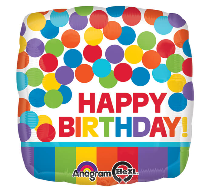 Party Balloon S60 18SQI Hx Primary Rainbow Birthday S40
