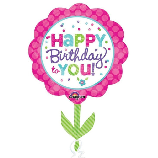 Party Balloon Lrg Shape XL Pink &amp; Teal Bday Flower