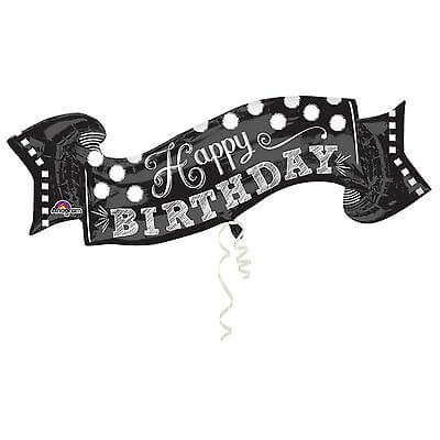 Party Balloons Black and White Birthday Foil Balloon 40" 