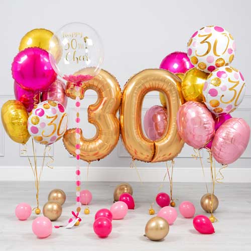 30th Birthday Personalised Bubble Balloon Bouquet