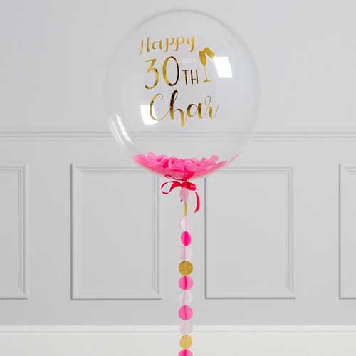 30th Birthday Party Personalized Pink Bubble Helium Balloon
