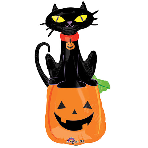 Party Balloon Black Cat On Pumpkin Balloon