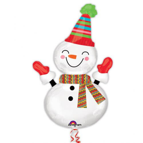 Christmas Smiley Snowman Foil Balloon 36"