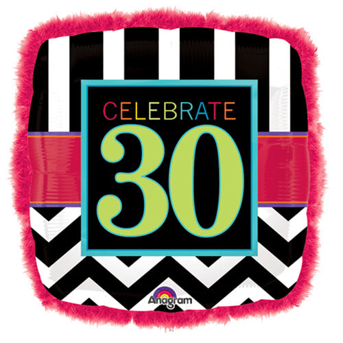 Party Balloon 32" Boa Chevron 30th Birthday Foil Balloon P75