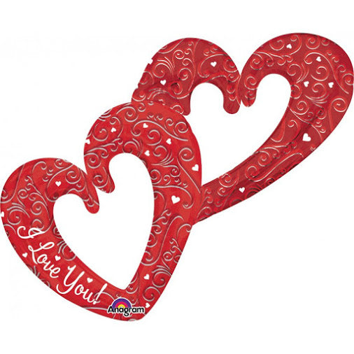 Party Balloons 36" Love Interlocking Hearts Foil Balloon P70 