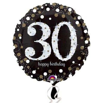 Party Balloon 30th Holo Sparkling Birthday Balloon S55