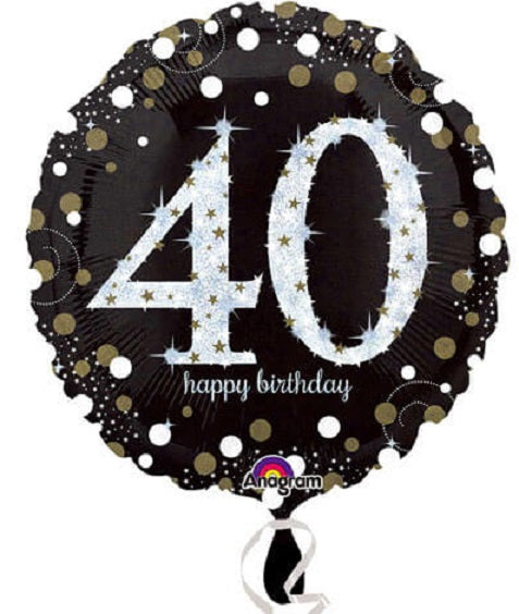 Party Balloon 40th Holo Sparkling Birthday Balloon  18" Foil  Balloon 