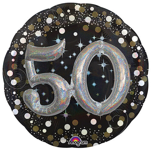Party Balloon Sparkling 50th Birthday Foil Balloon 27" 