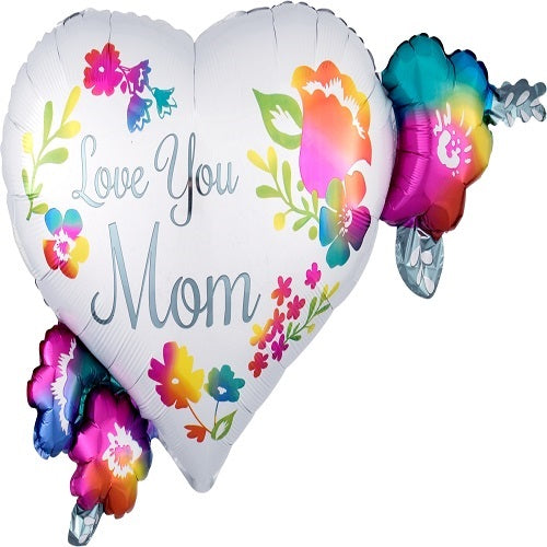 Party Balloon Lrg Shape Xl Love You Mom Watercolor