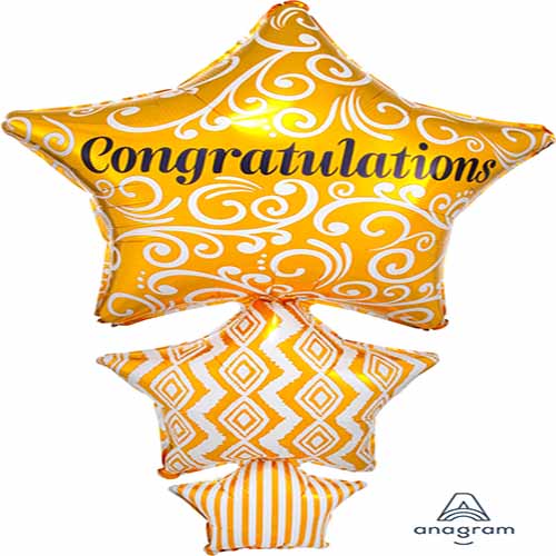 Party Balloon Lrg Shape Xl Congrats Stacked Star