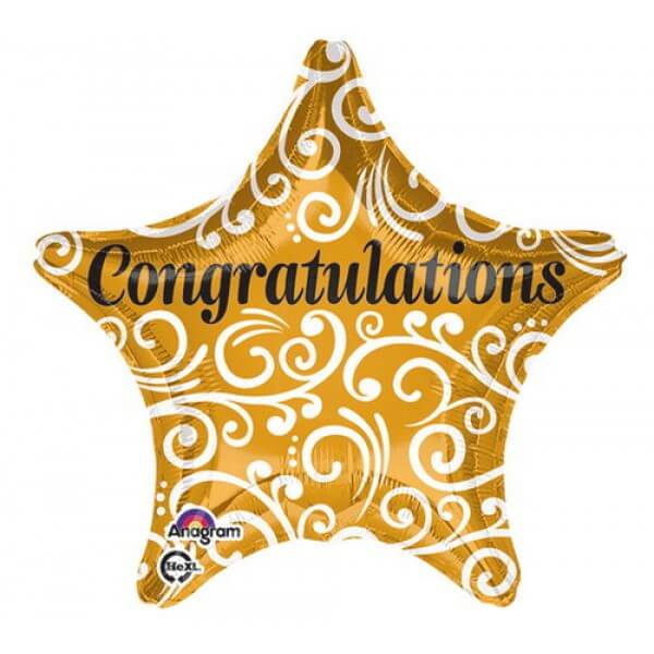 Party Balloon 19" Congrats Sophisticated Star Foil Balloon S40