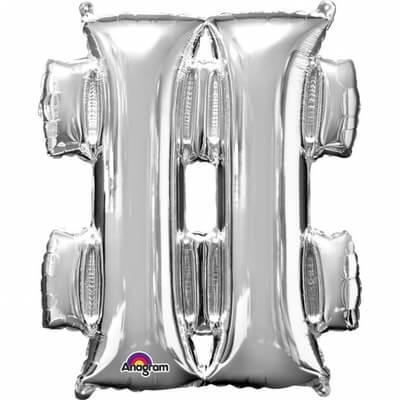 Party Balloon 30" Symbol # Silver Foil Balloon P50
