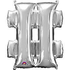 Party Balloon 16" Mini Symbol # Silver Foil Balloon S30