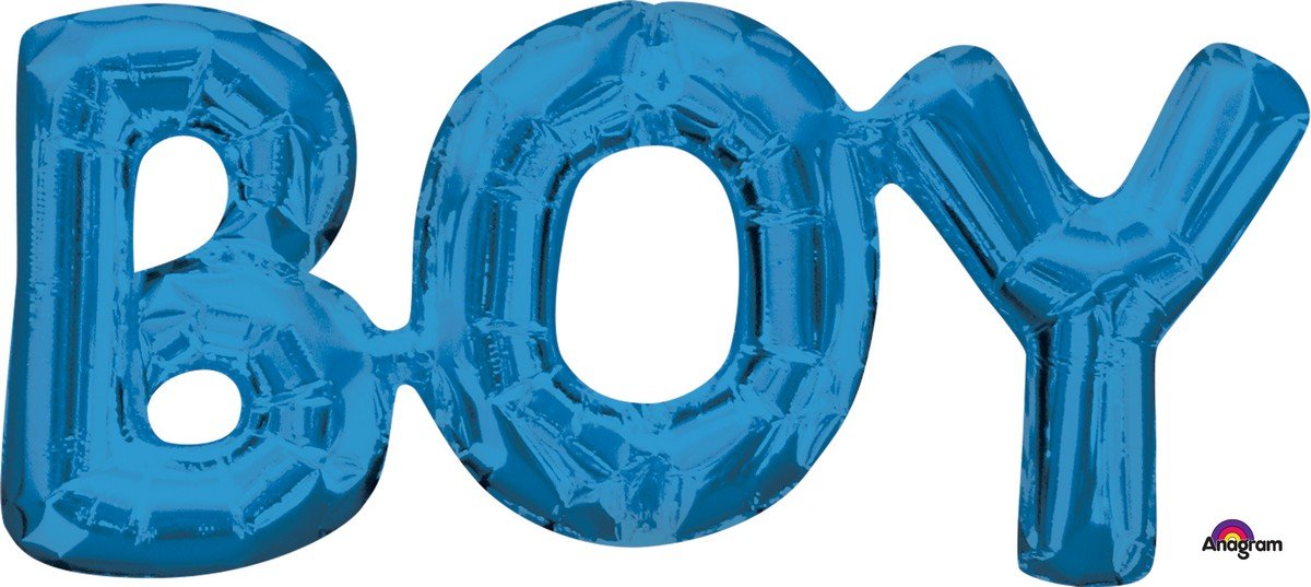 Air-Filled Blue Boy Letter Balloon Banner, 9in