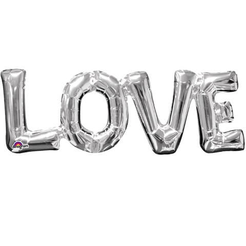 Party Balloon Phrase Love Silver Foil Balloon 25" 