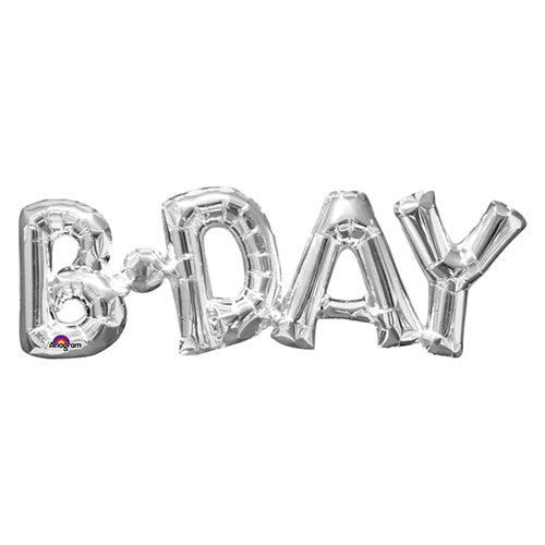 Party Balloon Phrase "Bday" Silver Foil Balloon S55