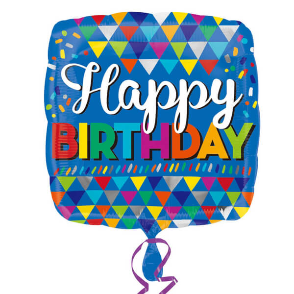 Party Balloon S60 18SQI Hx Happy Bday Primary Triangles S40