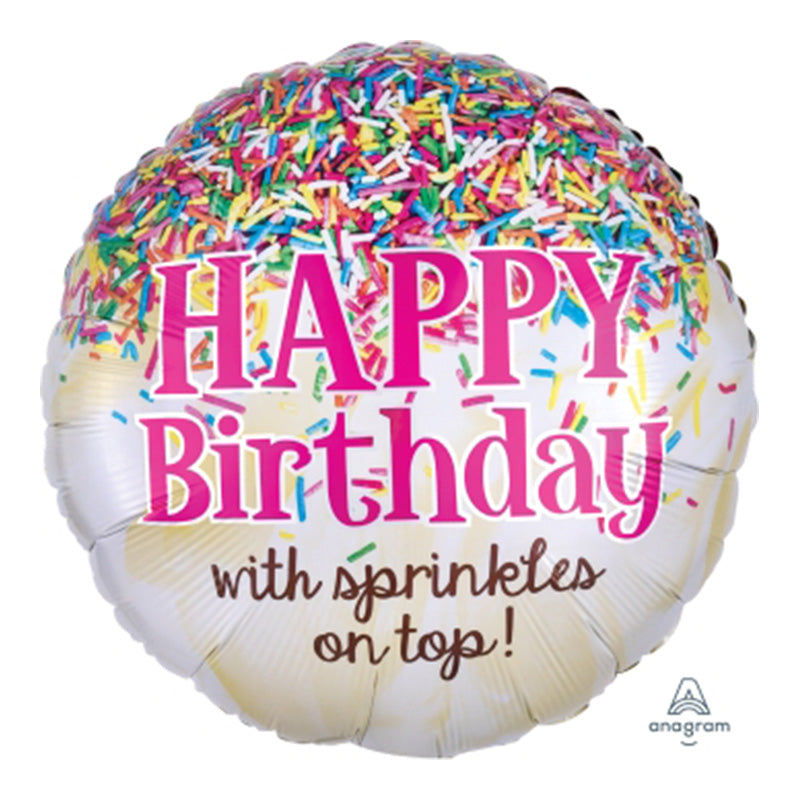 HAPPY BIRTHDAY WITH SPRINKLES ON TOP  18' Foil Balloon 