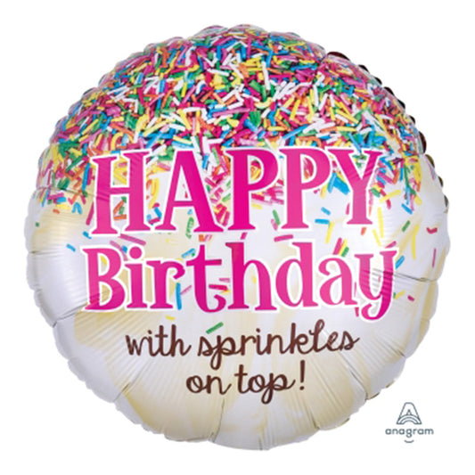 HAPPY BIRTHDAY WITH SPRINKLES ON TOP  18' Foil Balloon 