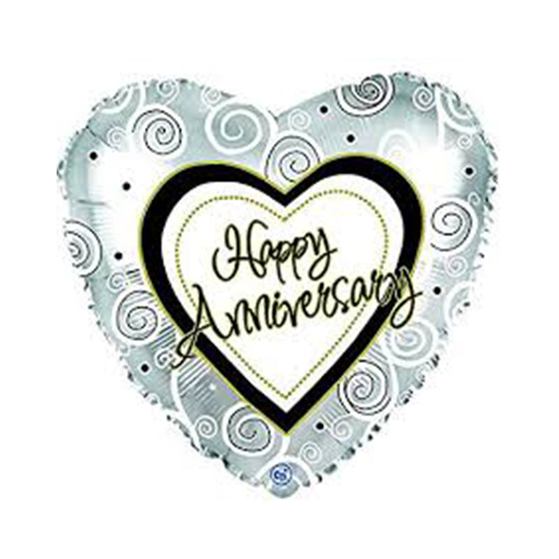 HAPPY ANNIVERSARY 17" HEART SHAPE FOIL BALLOON 