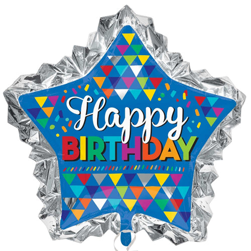 HBD Primary Sketchy Patterns Star Foil Balloon 40"