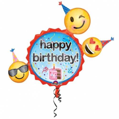Party Balloons 36" Emoticons Birthday Wishes Foil Balloon P40