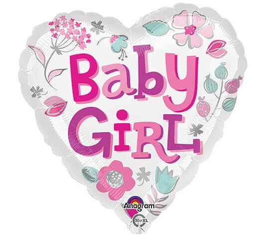 Party Baby Girl Heart Shape 18" Foil Balloon 