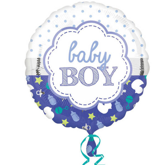Party Balloon 18" Baby Boy Scallop Foil Balloon