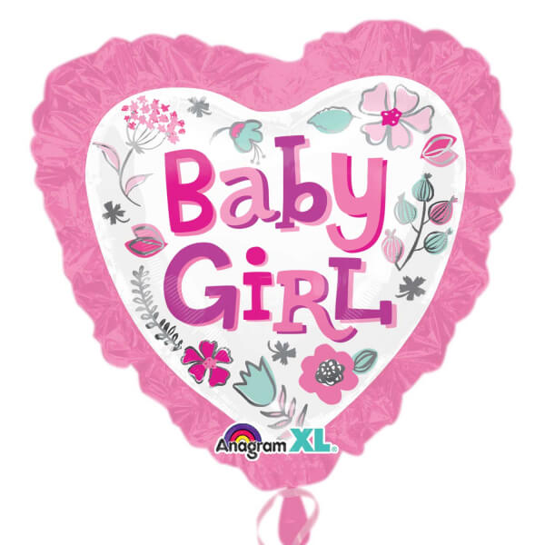 Party Balloon Baby Girl Heart Floral With Ruffle Foil Balloon