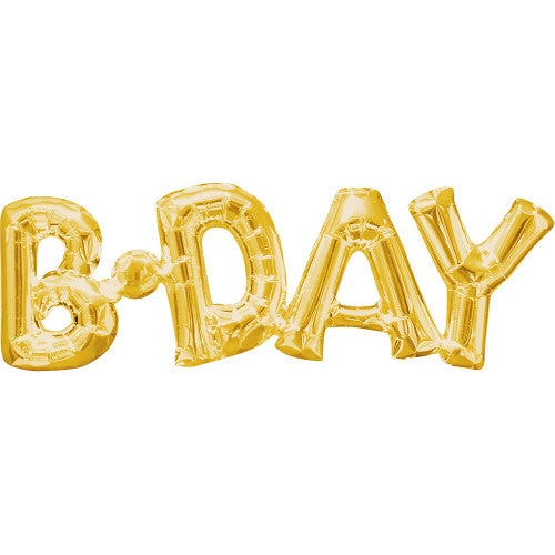 Party Balloon Phrase B.DAY Gold  Foil Balloon
