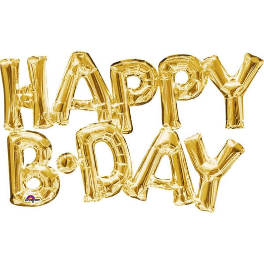 Party Balloon 30" Happy Birthday Gold Phrase  Foil Balloon P40