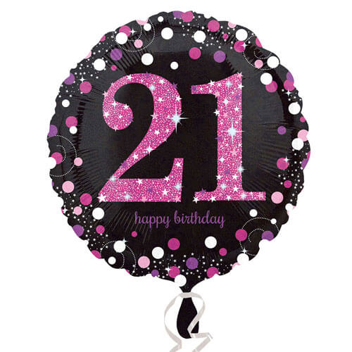 Party Balloon 21st Holo Pink Celebration Balloon S55