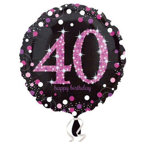 Party Balloon 40th Holo Pink Celebration Balloon S55