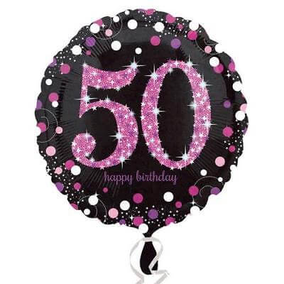 Party Balloon 50th Holo Pink Celebration Balloon 18" Foil balloonn 