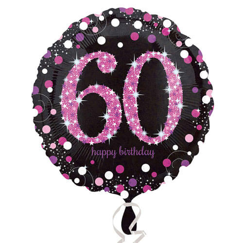 Party Balloon 60th Holo Pink Celebration Balloon S55