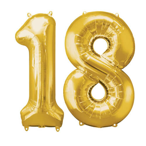 Party Balloons Number Bunch: 1-8 Gold Multi Foil Balloon P75