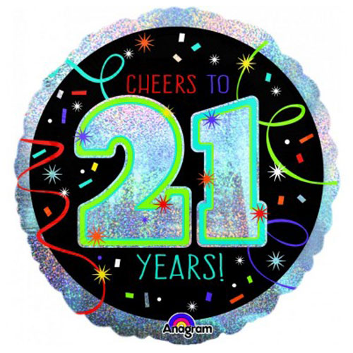 Party Balloon Brilliant 21st Birthday Cheers Balloon 18" foil Balloon 