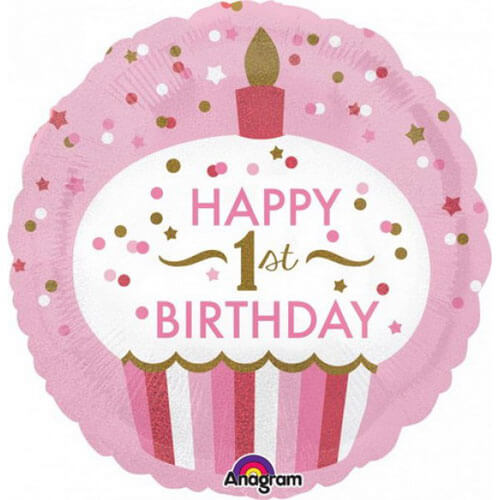 Party Balloon 1st Birthday Cupcake Girl Balloon 18" 