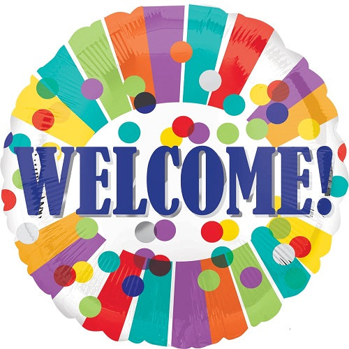 Party Balloon S40 18Ci Hx Welcome Dots &amp; Stripes