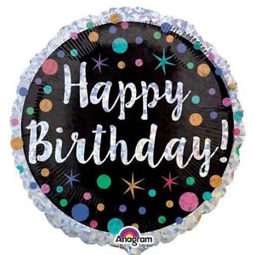 Party Balloon Happy Birthday Polka Foil Holo Balloon