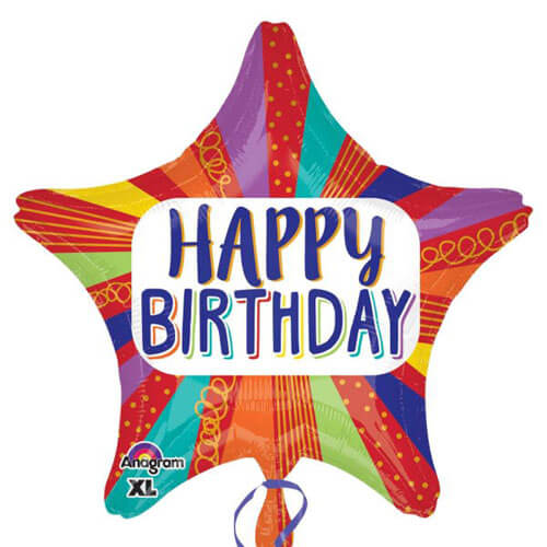 Party Balloon 19" Happy Birthday Striped Star Balloon S40