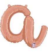 Air-Filled Rose Gold Lowercase Cursive Letter (a) Foil Balloon, 14"