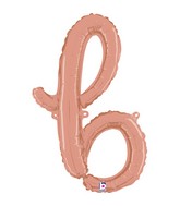 Air-Filled Rose Gold Lowercase Cursive Letter (b) Foil Balloon, 24"