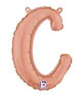 Air-Filled Rose Gold Lowercase Cursive Letter (c) Foil Balloon, 14"